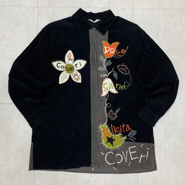 Enrico coveri 패턴 벨벳 셔츠 #671