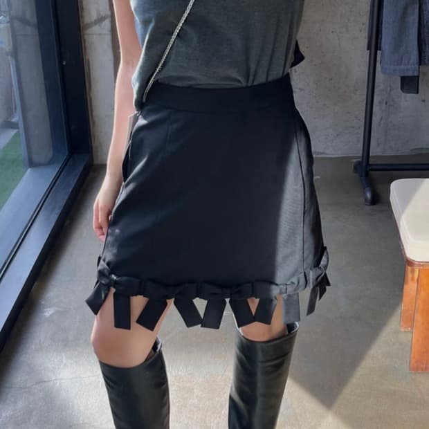 메리제니 리본 장식 스커트