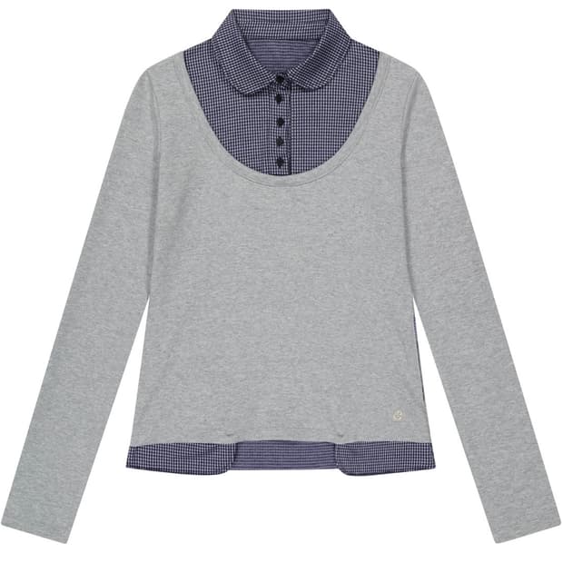 코이세이오 리버시블 칼라 롱슬리브 멜란지그레이