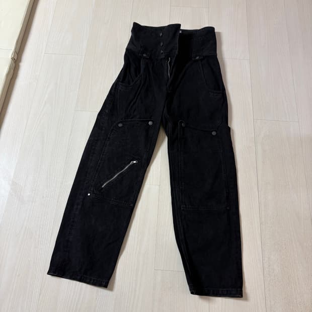 [M] PLASTICPRODUCT MPa 웨이브 지퍼 팬츠 블랙