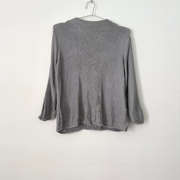 Grid net slim knit / grey