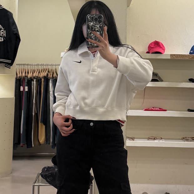 나이키 하프집업 크롭 맨투맨 U1625