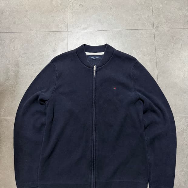 타미힐피거  네이비컬러 빈티지  코튼  니트 풀집업 자켓 95 size 