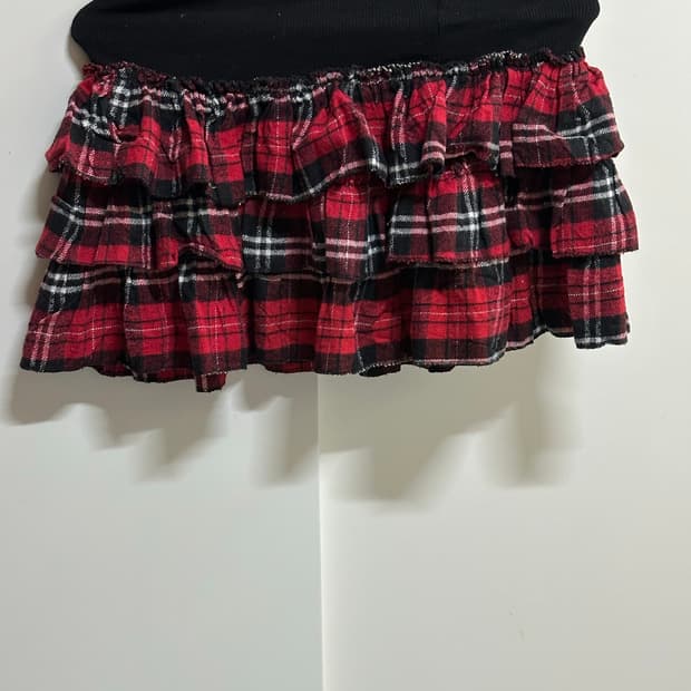 레드 체크 캉캉 스커트 치마 펑크
