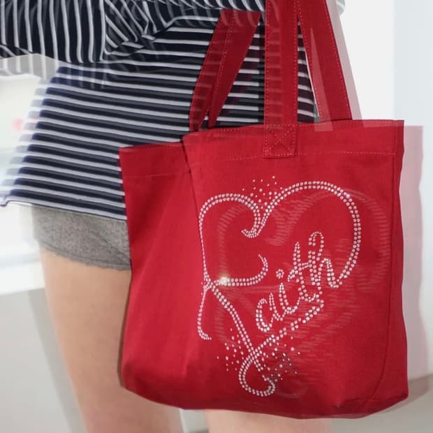 스컬프터 Faith Rhinestone Eco Bag Red
