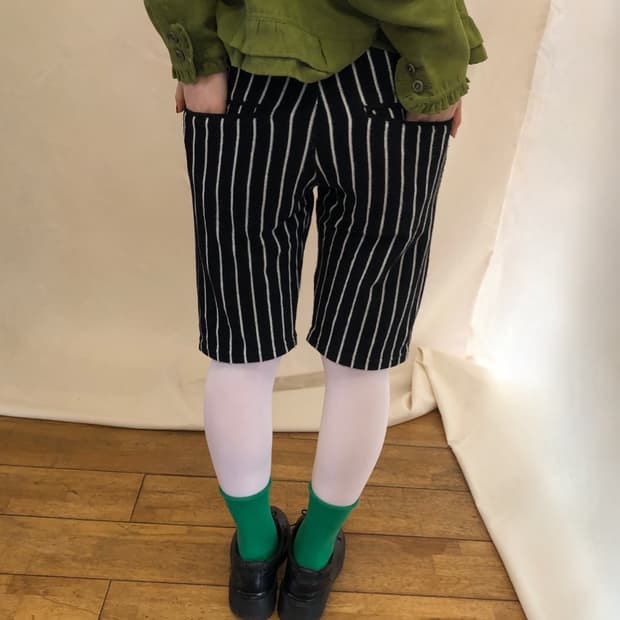 stripe half pants