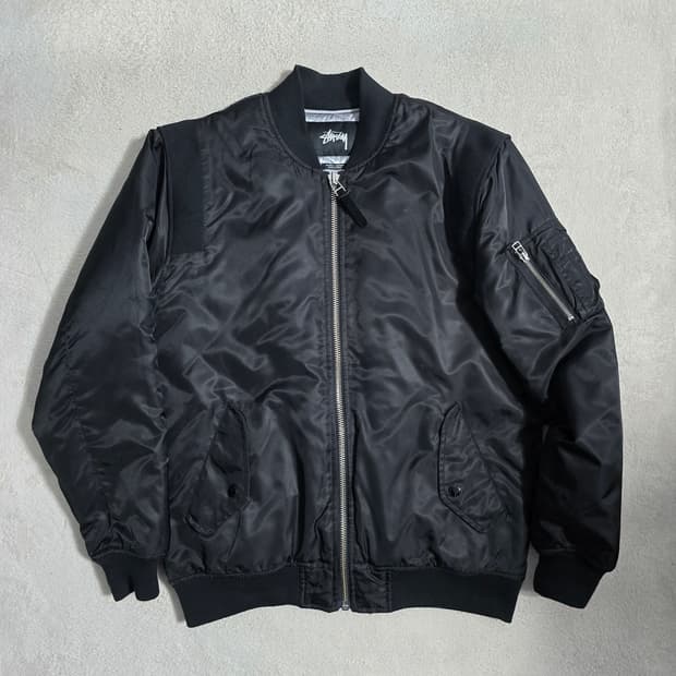 스투시 Stussy 왁스드 봄버 항공자켓 블랙