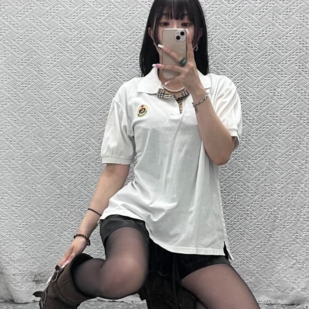 버버리 크레스트 자수로고 PK 폴로 반팔 카라티 100 C13542