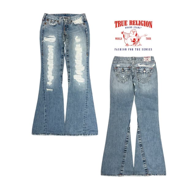 트루릴리전 Y2K 조이 디스트레스드 부츠컷 데님팬츠
