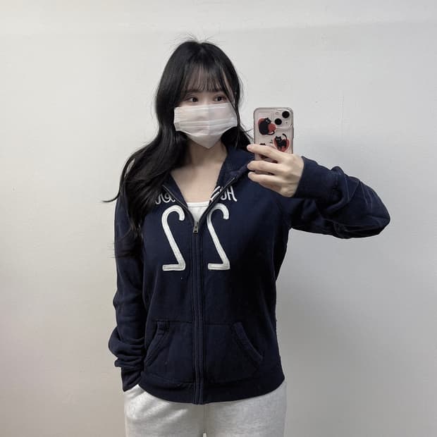 홀리스터 스펠 로고 후드집업 네이비