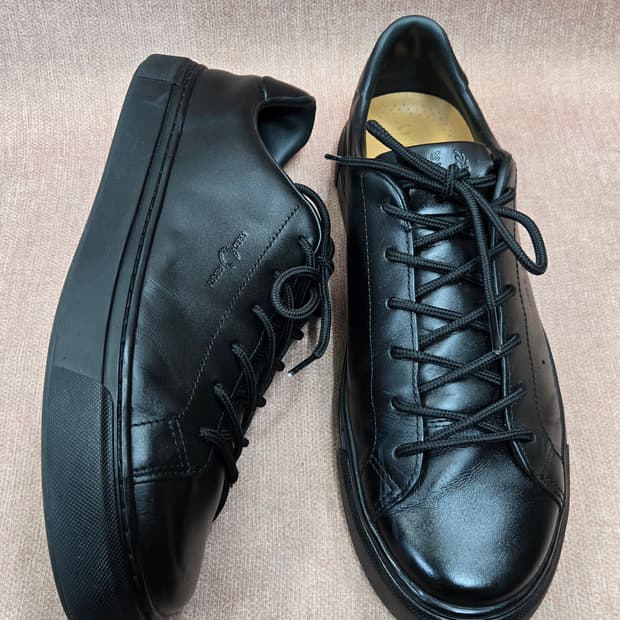 [정품/290] 프레드페리 스펜서 레더 올블랙