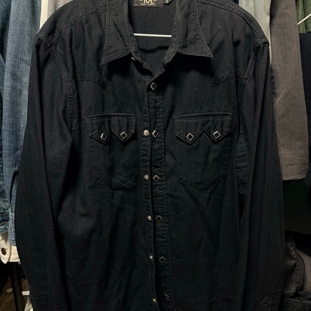 더블알엘 데님 웨스턴셔츠 블랙 xl