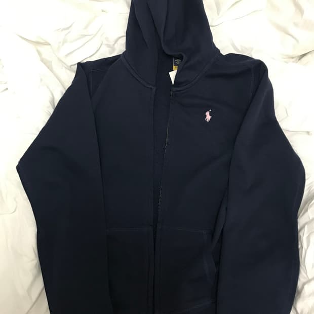 폴로 랄프로렌 걸즈 후드 집업 프렌치 테리 여성 네이비 후드티