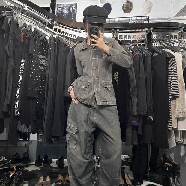 슬림핏 데님 자켓