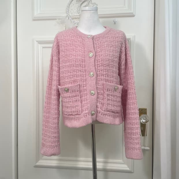 sweet pink tweed mood cardigan(size-F)