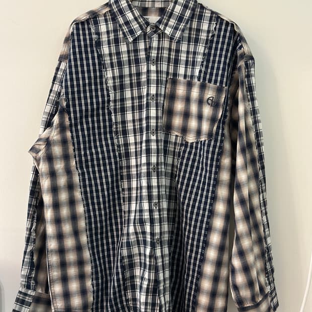 노매뉴얼 로우 엣지 체크 셔츠