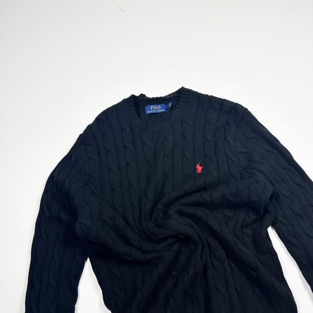 폴로 랄프로렌 꽈배기니트 블랙 S
