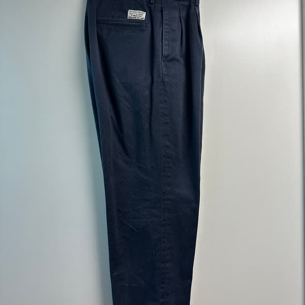와코마리아 더블 플리츠 치노 팬츠 L 네이비