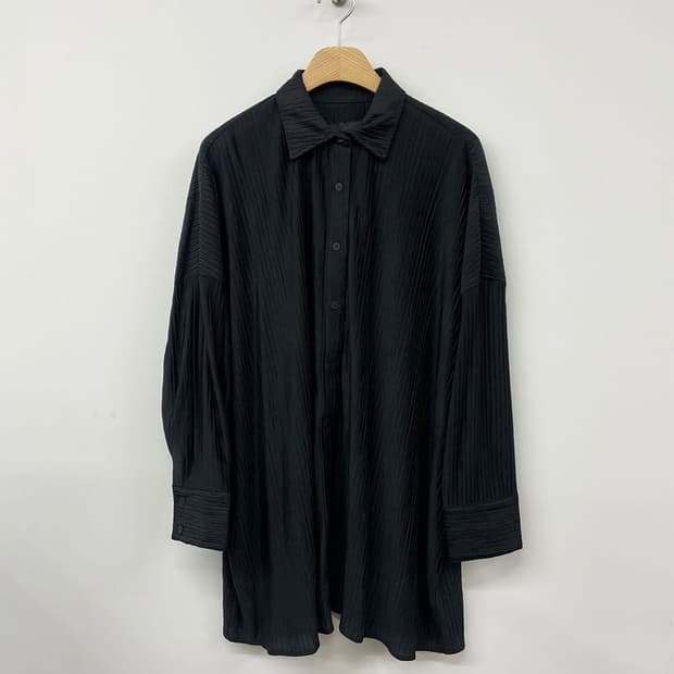 몽돌 MONDOL 21SS 헤링본 플리츠 오버핏 셔츠 원피스 PN9745