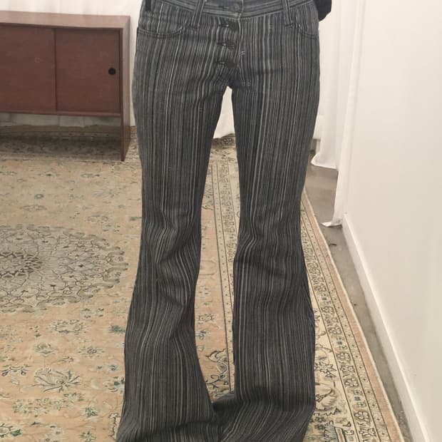 그레이 스트라이프 데님팬츠