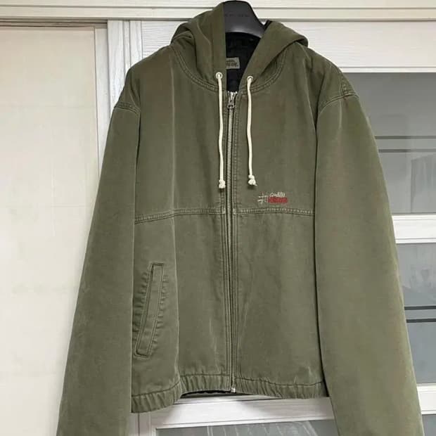 스투시 인슐레이티드 캔버스 워크 자켓 올리브 드랩