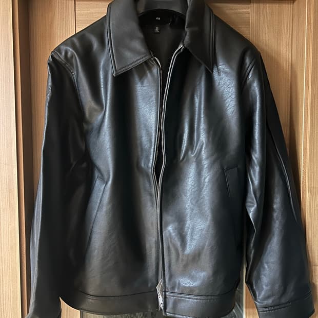 h&m 카라 가죽 자켓 블랙