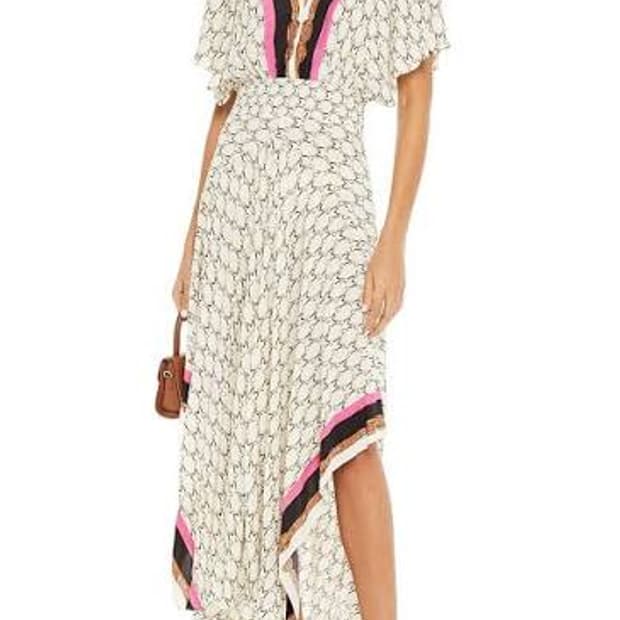 마쥬(Maje) 체인 패턴 브이넥 롱 원피스 36사이즈