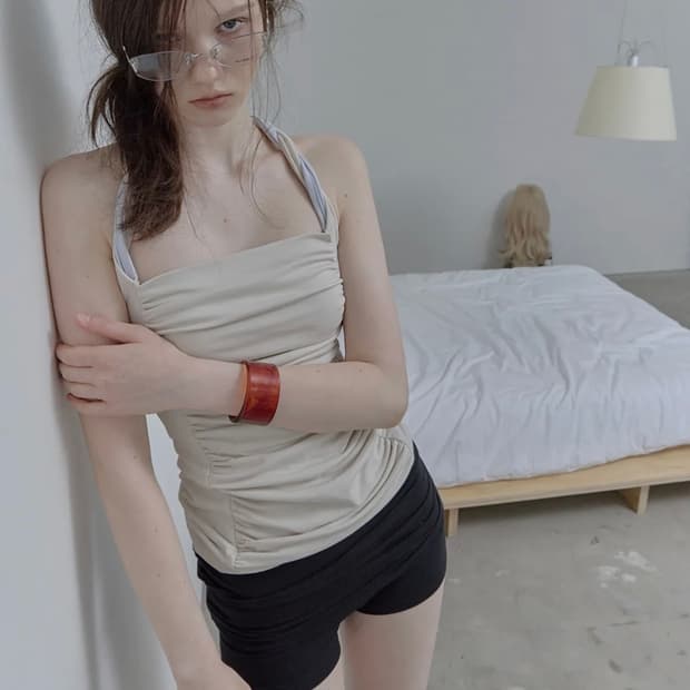 Philce 필세 Mixed drape Sleeveless, Ivory