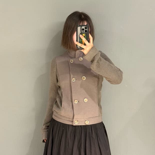 2-button knit mix detail jacket