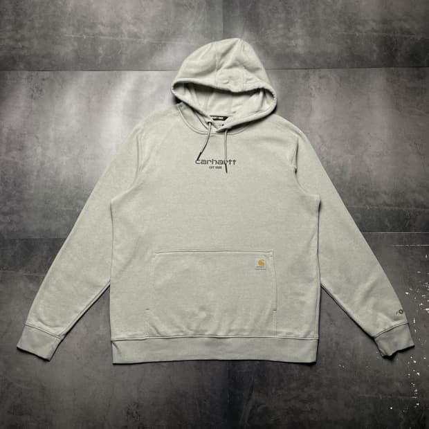 CARHARTT 칼하트 그레이 그래픽 기모 후드티 A01396
