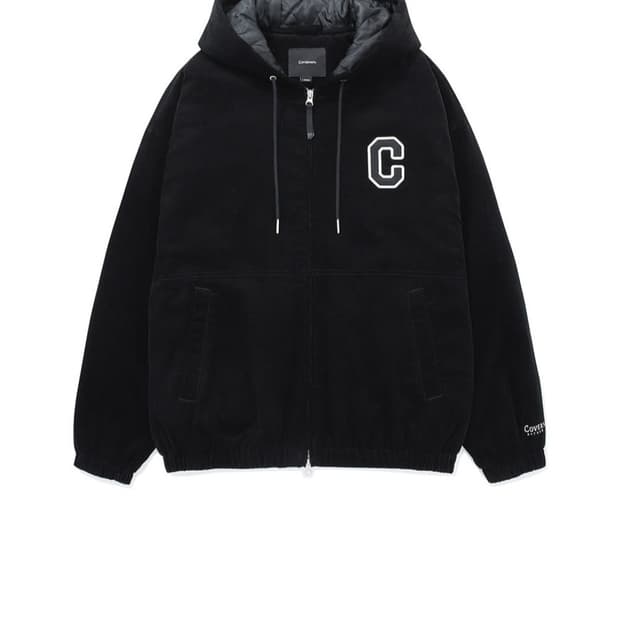 커버낫 C 로고 코듀로이 후디 점퍼 자켓 블랙 남성 105사이즈