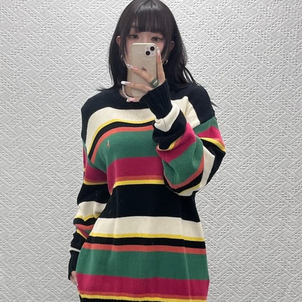 폴로 랄프로렌 희귀 레트로 90's 컬러블럭 니트 105 C11159