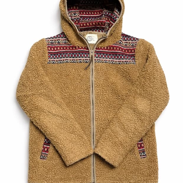 JPN 일본 에스닉 패턴 보헤미안 쉐르파 후리스 후드집업 자켓