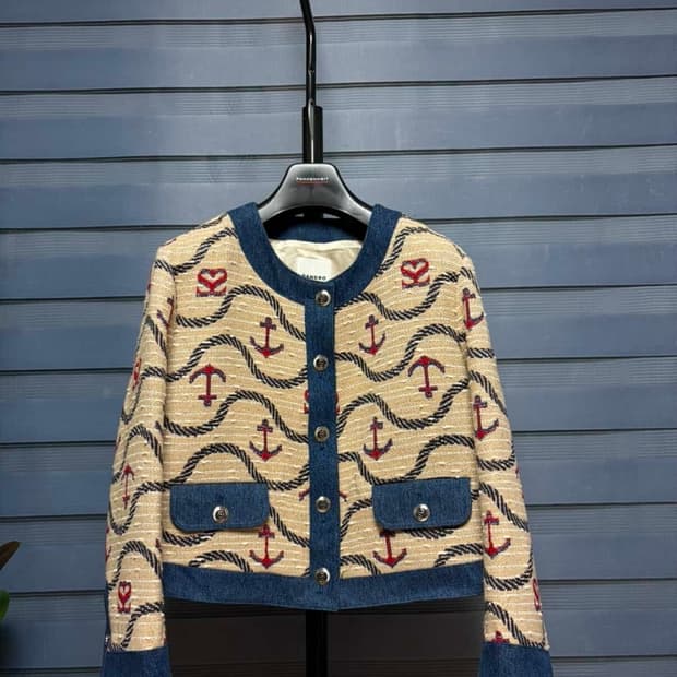 (새상품 희귀) 산드로 로제타 앵커 자카드 자켓 38