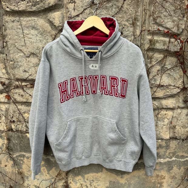 Champs 하버드 컬리지 러셀 자수 후드티 그레이 후드 후디 m