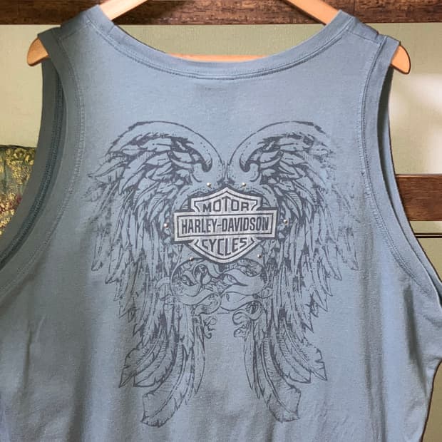 할리데이비슨 빈티지 파우더블루 슬리브리스 