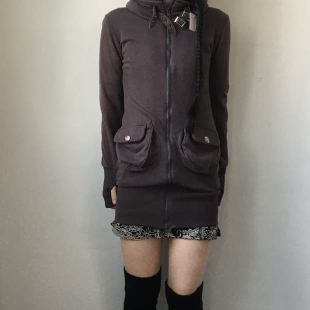 Belted high neck zip up