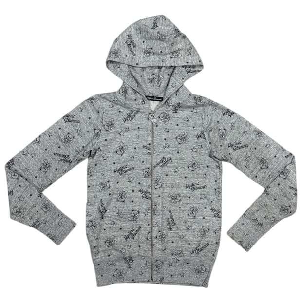 히스테릭 글래머 퍽베어 스타 패턴 글리터 후드 집업 자켓