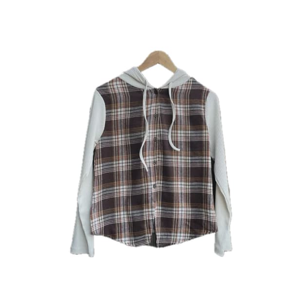 🪽 빈티지 체크 후드 남방