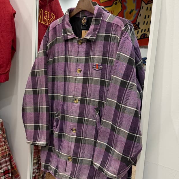 Insight 빈티지 퀼팅 체크 셔츠 자켓