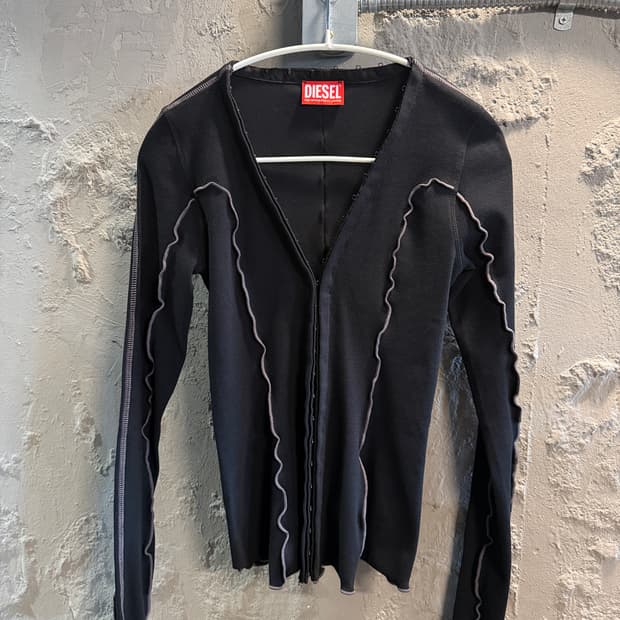 디젤 코르셋 훅 디테일 슬림 가디건 블랙 XS