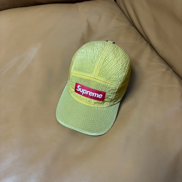 Supreme 슈프림 씨어서커 메쉬 머스타드 캠프캡 모자 Mustard