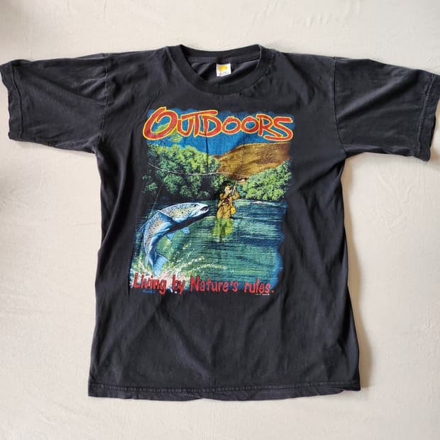 90s outdoor fishing T shirt