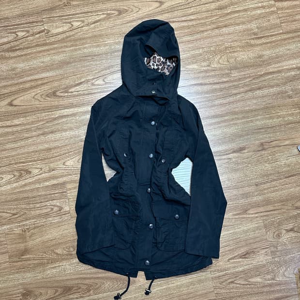 빈티지 블랙 호피 셔링 야상 점퍼 코트 오네갸루 로걀 베메클깔 긱시크