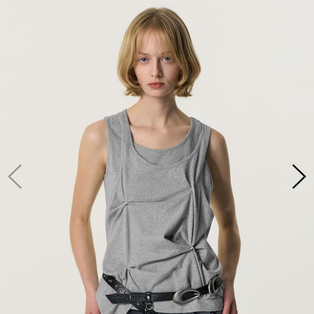 당배)킴지수 Pinched Layer Tank Top 핀치드 레이어 탑