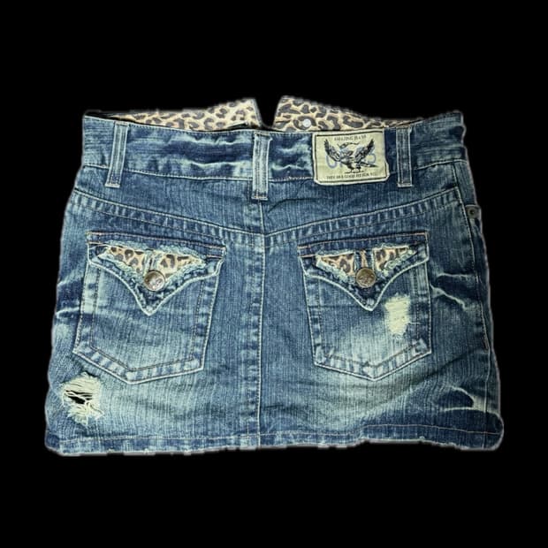 빈티지y2k호피 미니스커트 Leopard denim skirt