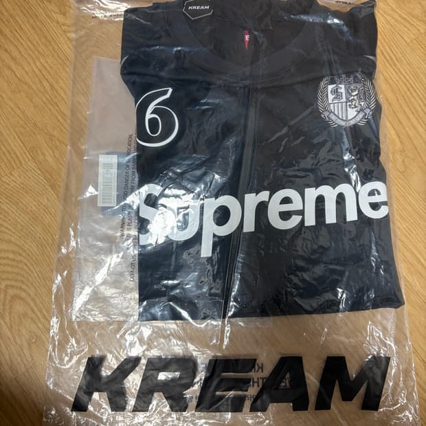 슈프림 후드 사커 저지 블랙 xl 새상품팝
