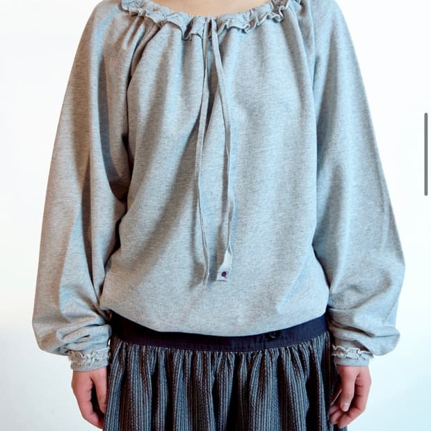 코이세이오DRAWSTRING LONG SLEEVE MELANGEGREY