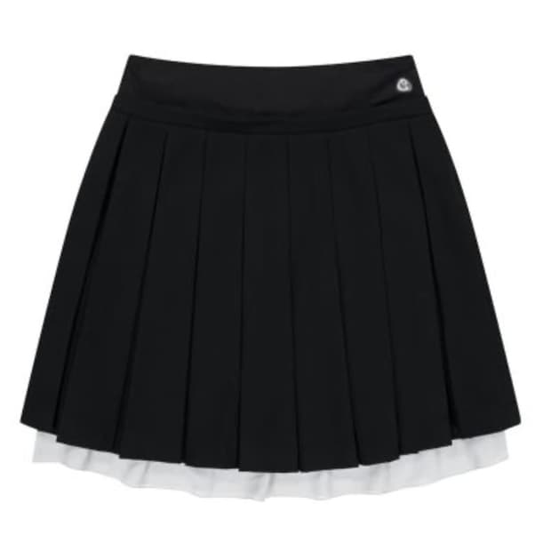 코이세이오 더블 웨이스트 플리츠 스커트 블랙 1 사이즈 