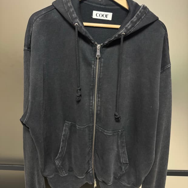 쿠어 가먼트 다잉 에센셜 후드 집업 (워시드차콜) L